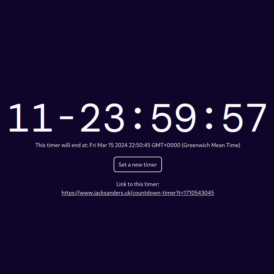 A screenshot of my countdown timer